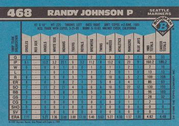 1990 Bowman #468 Randy Johnson Back