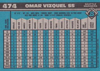 1990 Bowman #474 Omar Vizquel Back