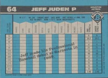 1990 Bowman #64 Jeff Juden Back