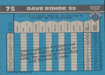 1990 Bowman #75 Dave Rohde Back