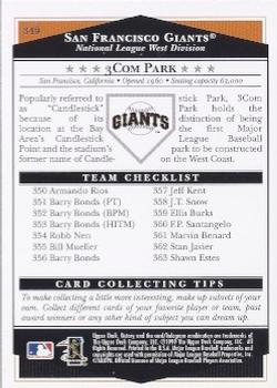 1999 Upper Deck Victory #349 San Francisco Giants Back