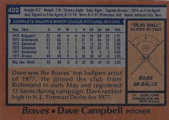 2016 Topps - 65th Anniversary Buybacks Black Stamp #402 Dave Campbell Back