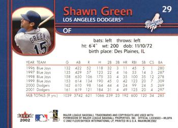 2002 Fleer Maximum - To the Max #29 Shawn Green Back