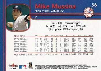 2002 Fleer Maximum - To the Max #56 Mike Mussina Back