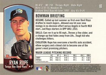 2000 Bowman #18 Ryan Rupe Back