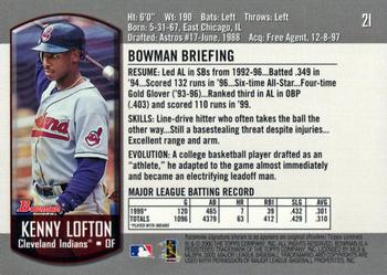 2000 Bowman #21 Kenny Lofton Back