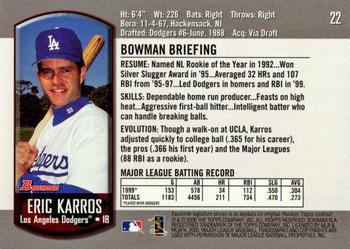 2000 Bowman #22 Eric Karros Back