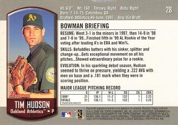 2000 Bowman #28 Tim Hudson Back