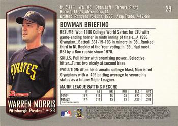 2000 Bowman #29 Warren Morris Back