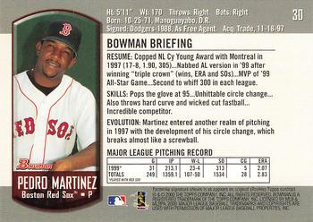 2000 Bowman #30 Pedro Martinez Back
