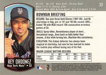 2000 Bowman #39 Rey Ordonez Back