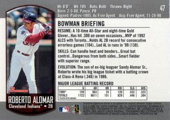 2000 Bowman #47 Roberto Alomar Back