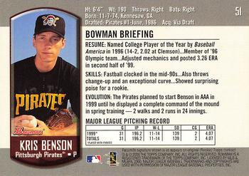 2000 Bowman #51 Kris Benson Back