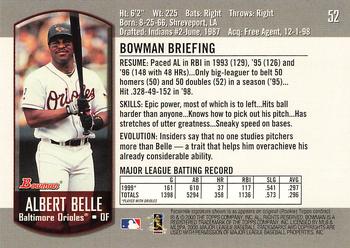 2000 Bowman #52 Albert Belle Back