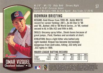 2000 Bowman #57 Omar Vizquel Back