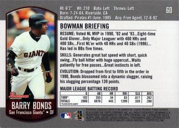 2000 Bowman #60 Barry Bonds Back