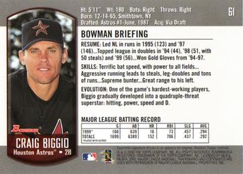 2000 Bowman #61 Craig Biggio Back