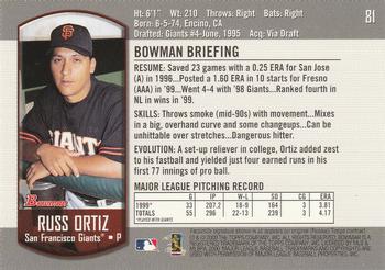 2000 Bowman #81 Russ Ortiz Back