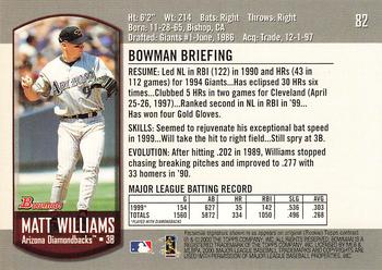 2000 Bowman #82 Matt Williams Back