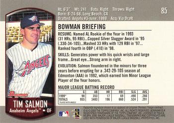 2000 Bowman #85 Tim Salmon Back