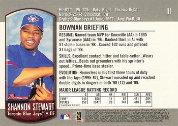2000 Bowman #111 Shannon Stewart Back