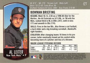 2000 Bowman #127 Al Leiter Back