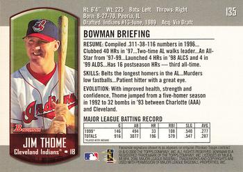 2000 Bowman #135 Jim Thome Back
