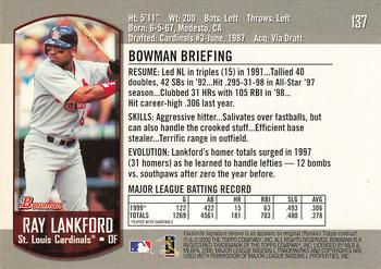 2000 Bowman #137 Ray Lankford Back