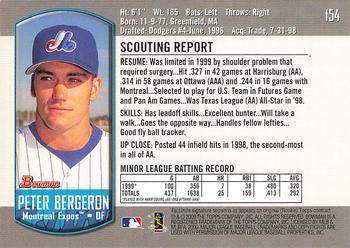 2000 Bowman #154 Peter Bergeron Back