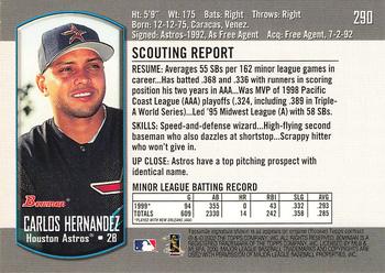 2000 Bowman #290 Carlos Hernandez Back