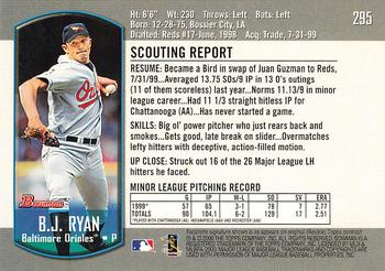 2000 Bowman #295 B.J. Ryan Back