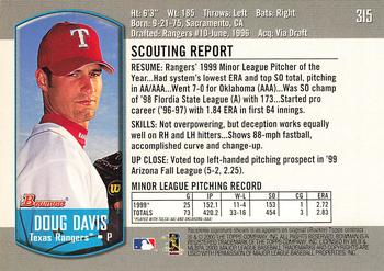 2000 Bowman #315 Doug Davis Back
