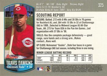 2000 Bowman #325 Travis Dawkins Back