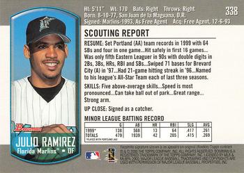 2000 Bowman #338 Julio Ramirez Back