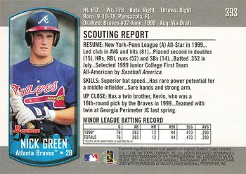 2000 Bowman #393 Nick Green Back