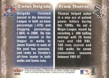 2002 Fleer Platinum - Cornerstones (Unnumbered) #NNO Frank Thomas / Carlos Delgado  Back