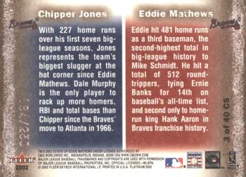 2002 Fleer Platinum - Cornerstones (Numbered) #3 CS Eddie Mathews / Chipper Jones Back