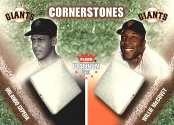 2002 Fleer Platinum - Cornerstones (Numbered) #39 CS Orlando Cepeda / Willie McCovey Front