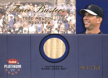 2002 Fleer Platinum - Fence Busters #NNO Todd Helton Front