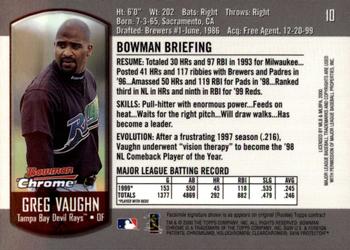 2000 Bowman Chrome #10 Greg Vaughn Back