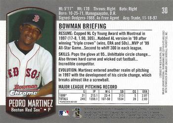 2000 Bowman Chrome #30 Pedro Martinez Back