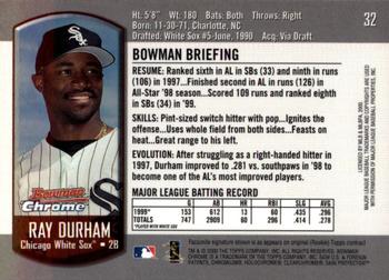 2000 Bowman Chrome #32 Ray Durham Back