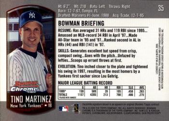 2000 Bowman Chrome #35 Tino Martinez Back