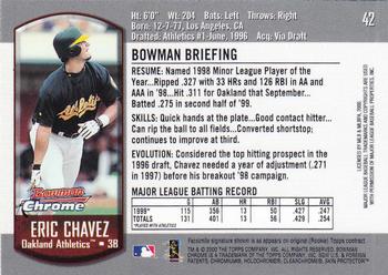 2000 Bowman Chrome #42 Eric Chavez Back