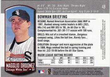 2000 Bowman Chrome #49 Magglio Ordonez Back