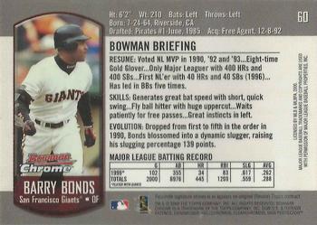 2000 Bowman Chrome #60 Barry Bonds Back