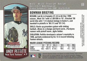 2000 Bowman Chrome #66 Andy Pettitte Back