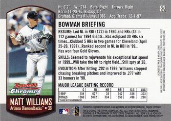 2000 Bowman Chrome #82 Matt Williams Back