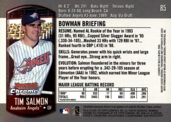 2000 Bowman Chrome #85 Tim Salmon Back