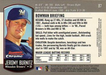 2000 Bowman Chrome #87 Jeromy Burnitz Back
